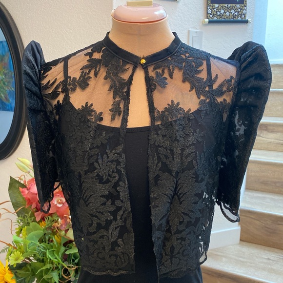 Black Sheer Lace Filipiniana Bolero Top - Picture 7 of 8